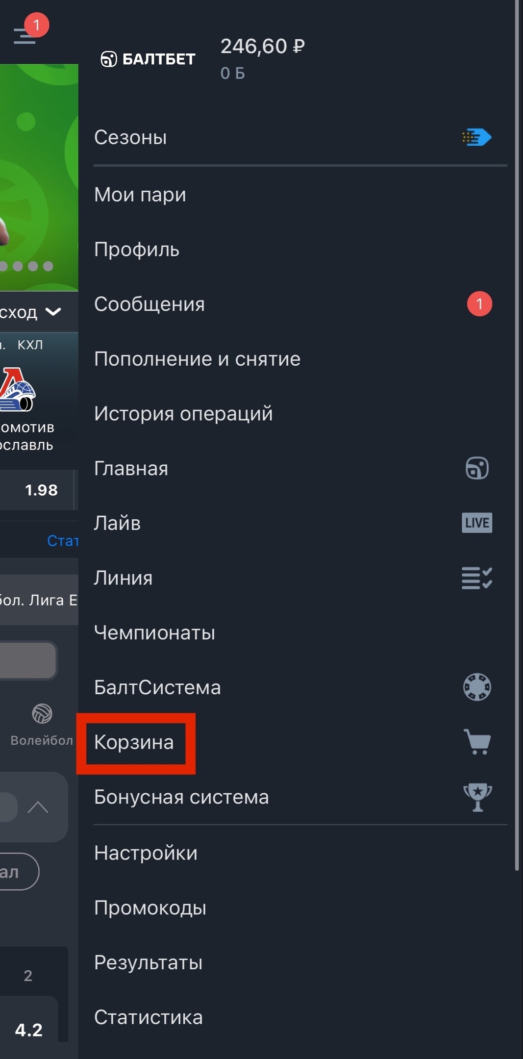 Единственный способ попасть в настройки пари в 1 клик в «Балтбет»