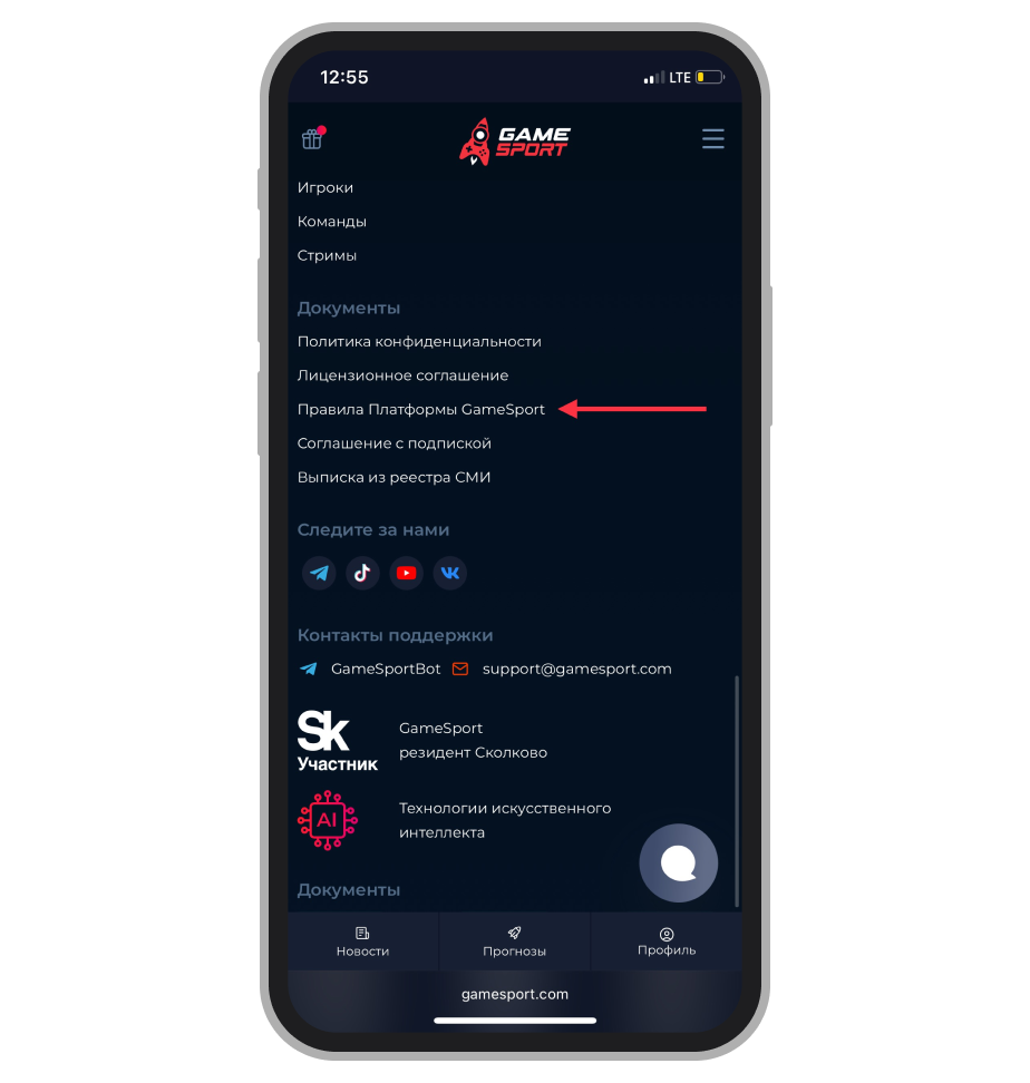 Раздел с правилами платформы