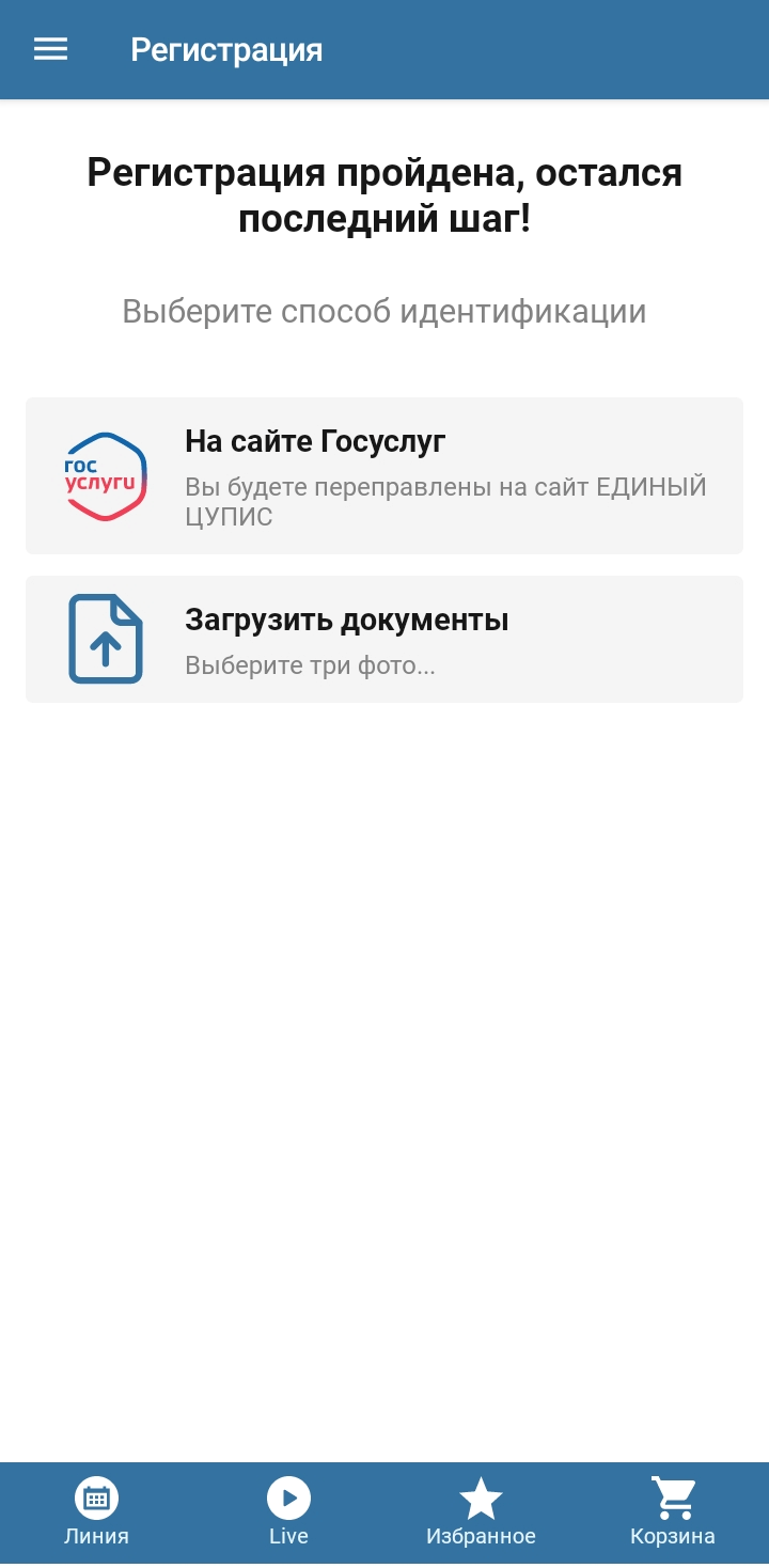 Выбор способа идентификации