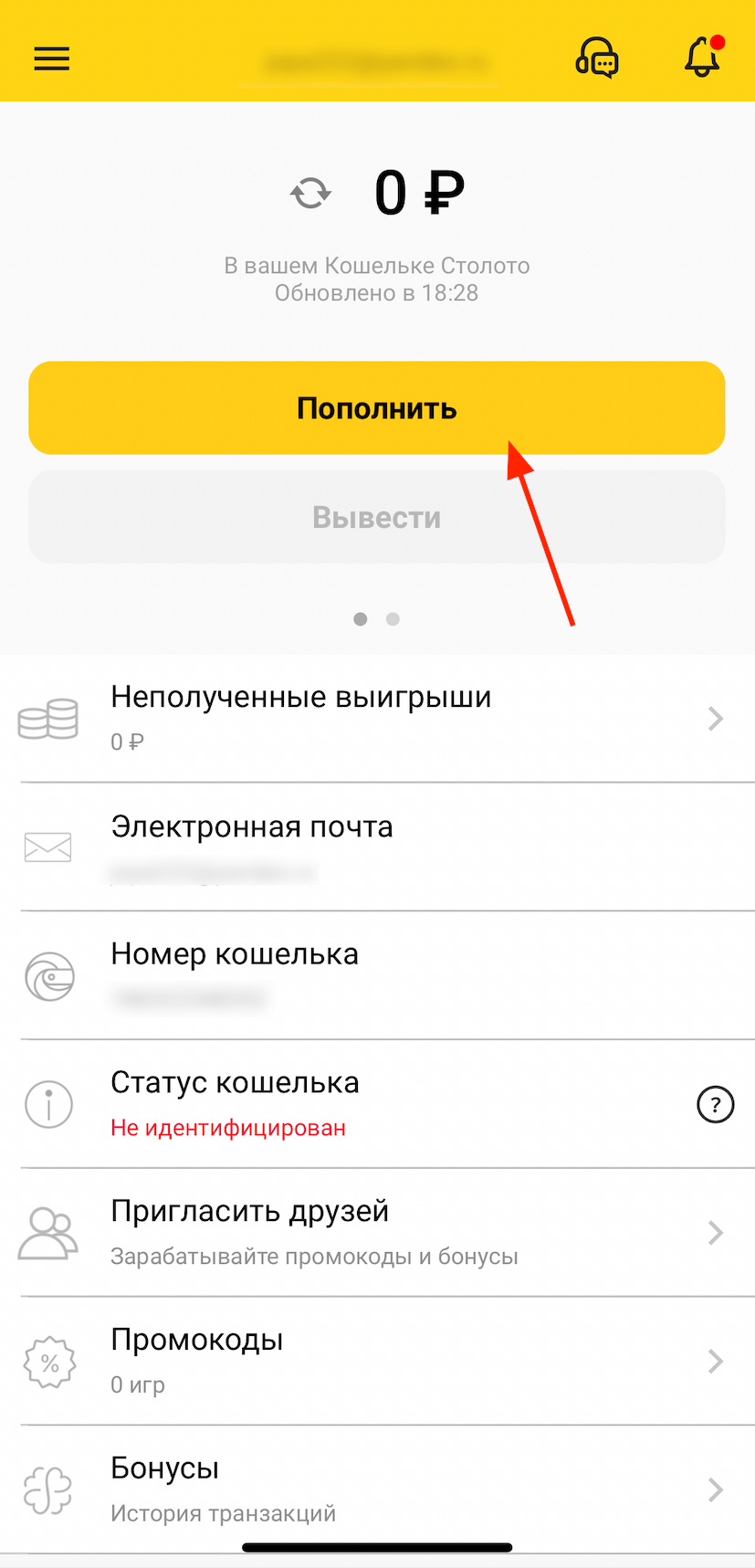 Пополнение счёта в личном кабинете