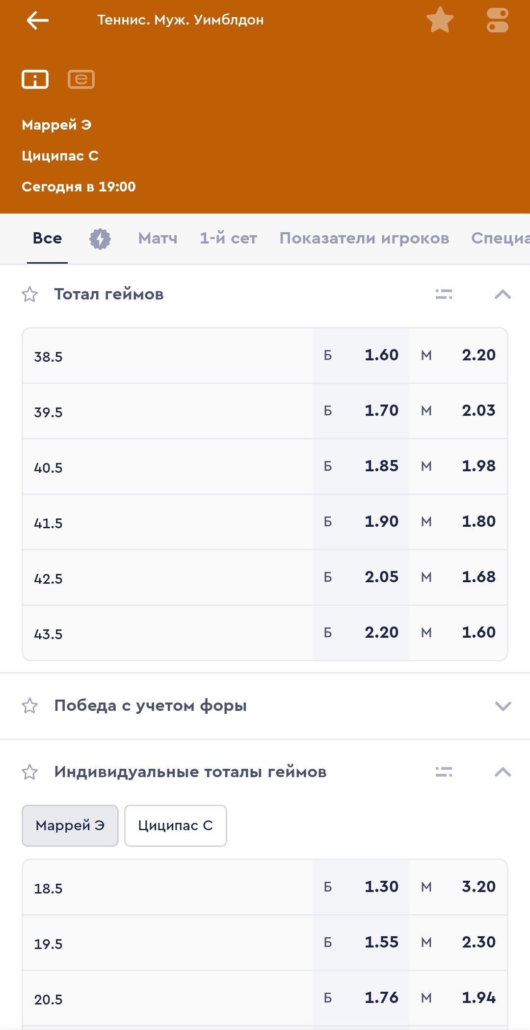 Тоталы в росписи теннисного матча