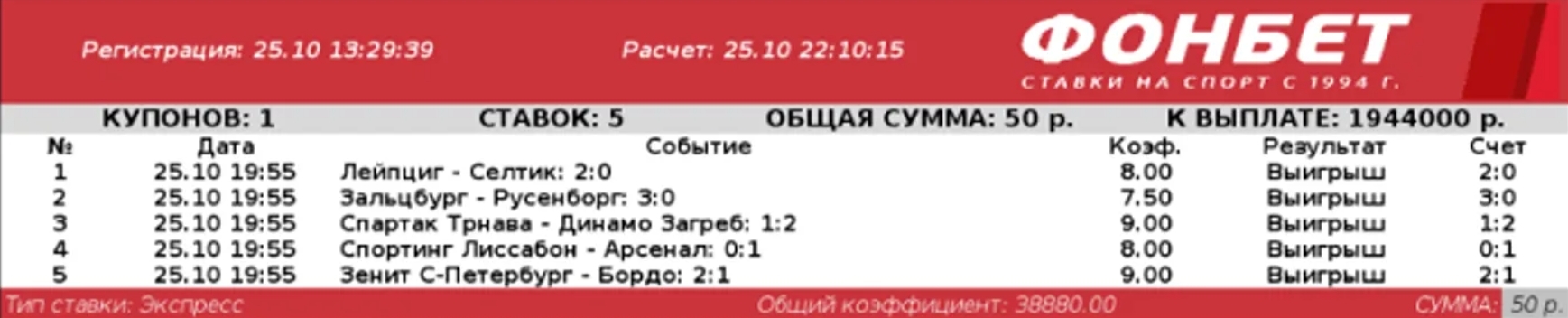 Минимальная ставка на экспресс из точного счёта