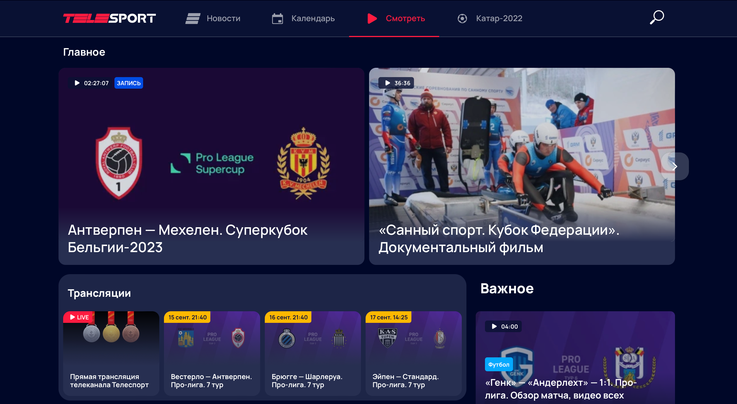 Раздел «Смотреть»