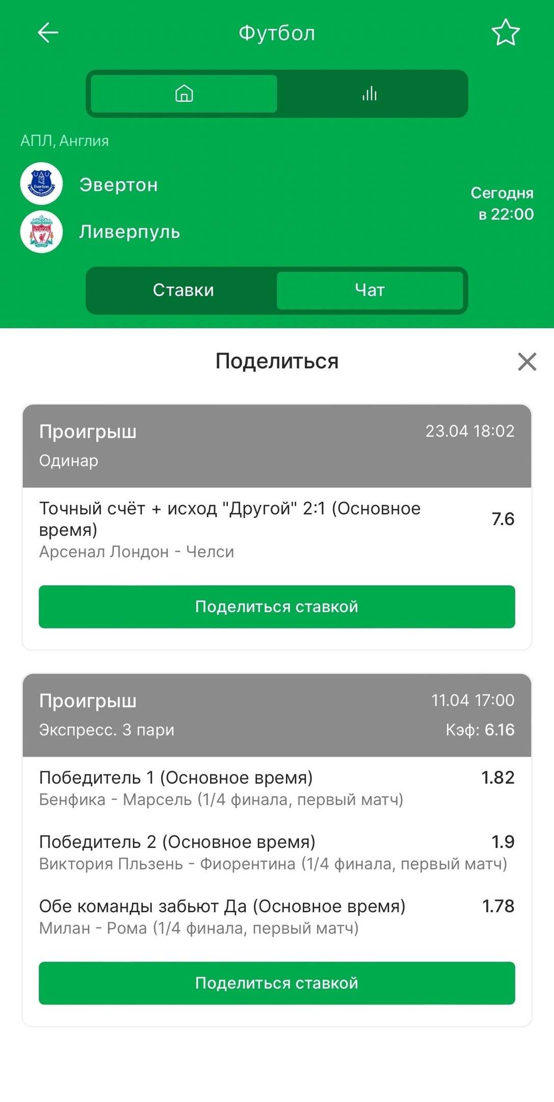 Публикация сыгравших пари