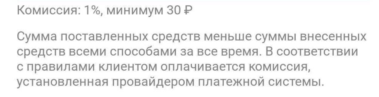 Комиссия за вывод на кошелёк Единого ЦУПИС