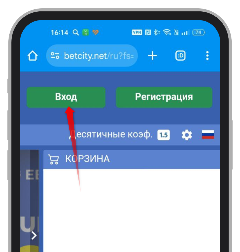 Кнопка для авторизации в полной версии сайта