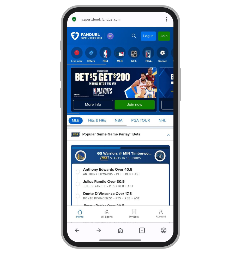Главная страница БК Fanduel
