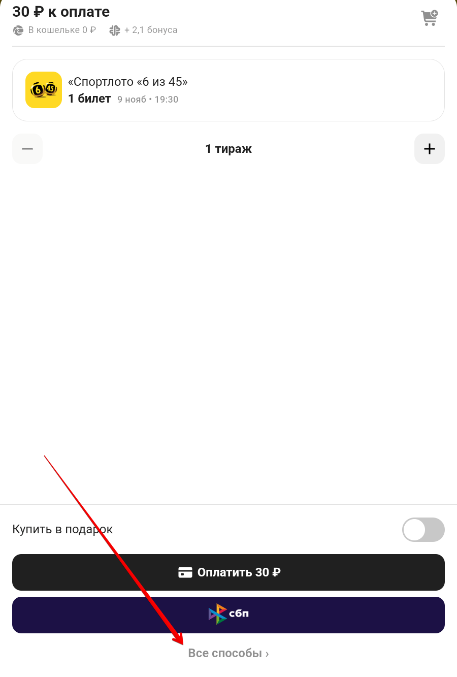 Кнопка оплаты с помощью СБП