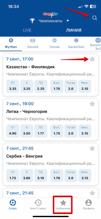 Поиск и избранное